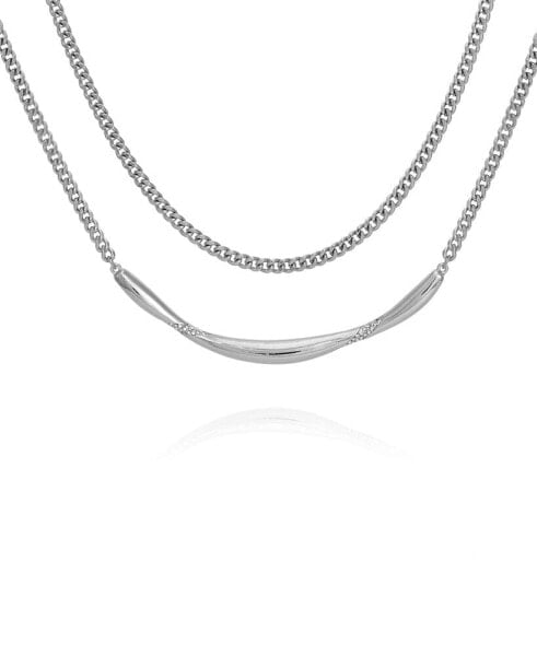 Silver-Tone Layered Curb Chain Necklace, 18" + 2" Extender