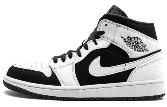 Кроссовки Nike Air Jordan 1 Mid White Black (Черно-белый)