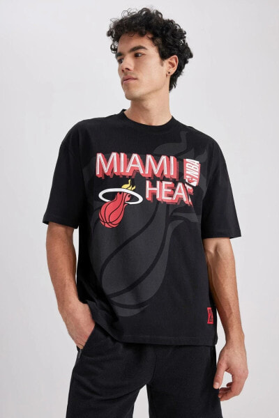 Fit Nba Miami Heat Oversize Fit Bisiklet Yaka %100 Pamuk Tişört Z4661az23sp