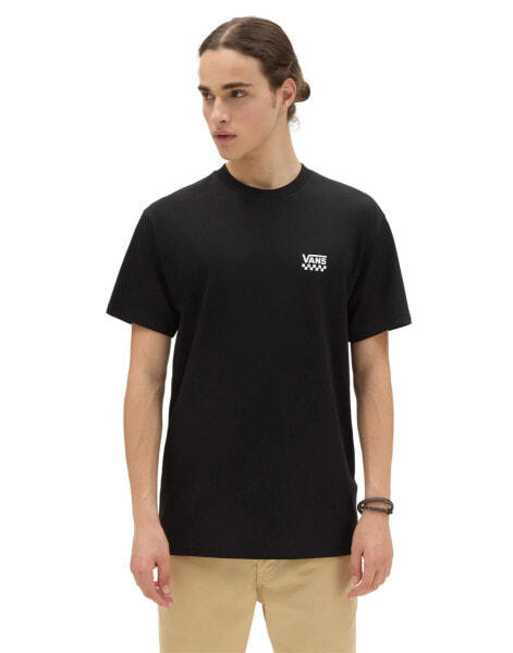 Vans checkerboard left chest logo short sleeve t-shirt in black