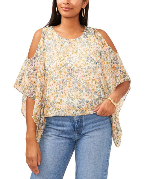 Women's Cold-Shoulder Cape-Sleeve Top