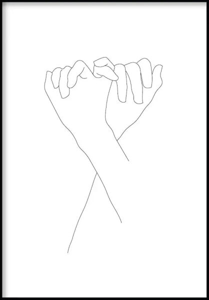 Händchenhalten Linienkunst Poster