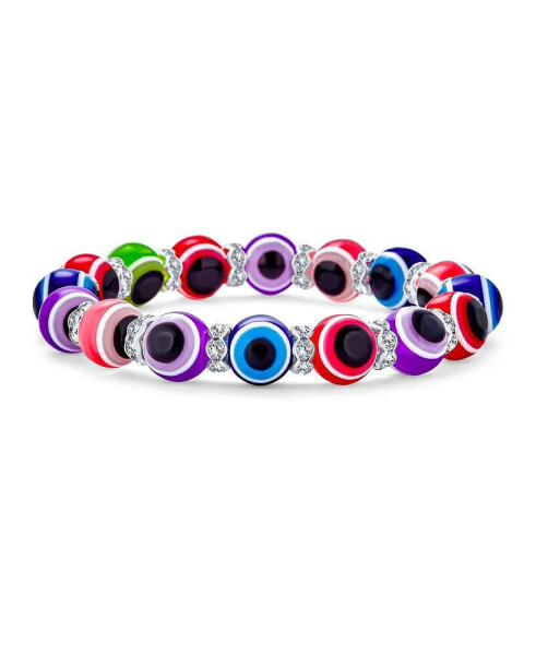 Turkish Translucent Colorful Multi Color Evil Eye Glass Bead Stretch Bracelet For Women Rondelle Crystal Spacers For Protection