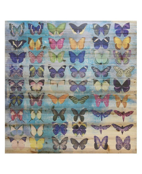 Butterflies Arte de Legno Digital Print on Solid Wood Wall Art, 36" x 36" x 1.5"