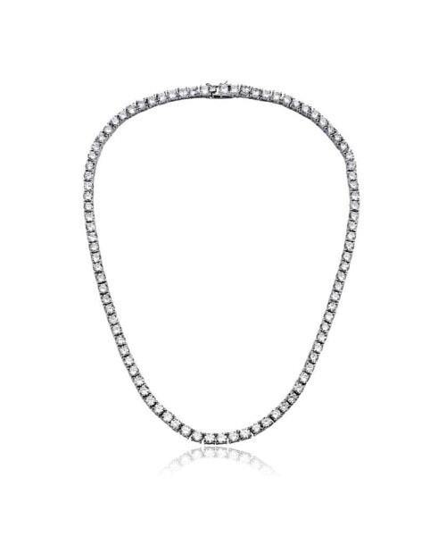 White Gold Plated Cubic Zirconia 3MM Tennis Necklace