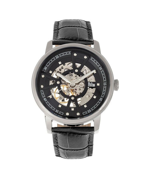 Часы REIGN Belfour Leather Watch Silver/Black