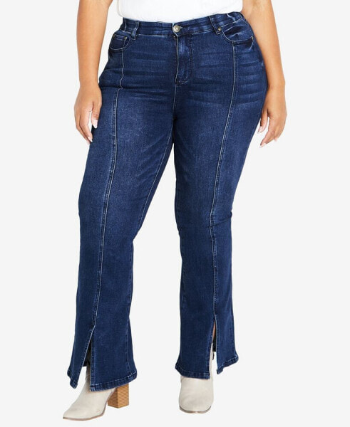 Plus Size Ebony Flare High Rise Jeans