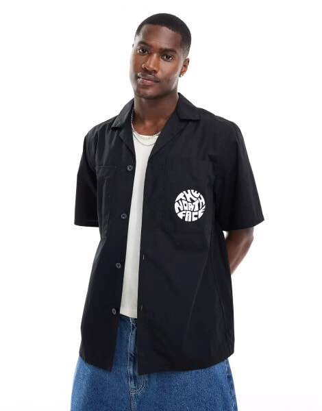 The North Face Boxy logo pocket short sleeve shirt in black