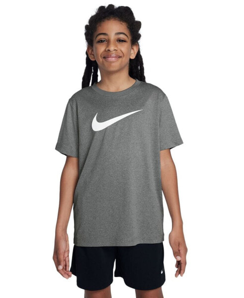 Big Kids' Legend Swoosh-Logo Crewneck Dri-FIT T-Shirt