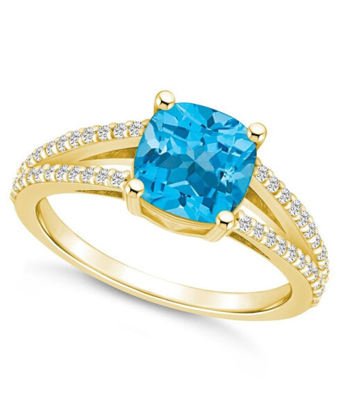 Blue Topaz and Diamond Accent Ring in 14K Yellow Gold