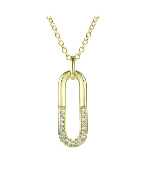 14K Gold Plated Cubic Zirconia hollow Geometrical Pendant Necklace