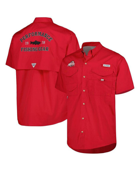 Men's Scarlet Ohio State Buckeyes Bonehead Button-Up Shirt