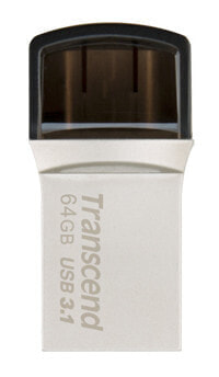 Transcend JetFlash 890 64GB, 64 GB, USB Type-A / USB Type-C, 3.2 Gen 1 (3.1 Gen 1), Cap, 3 g, Black, Silver