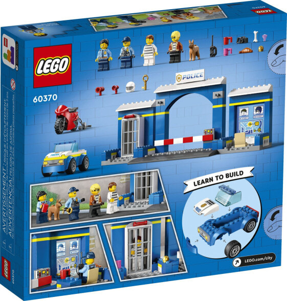 Конструктор пластиковый Lego City 60370 Погоня за полицейским участком, игрушка с мотоциклом, тюрьмой