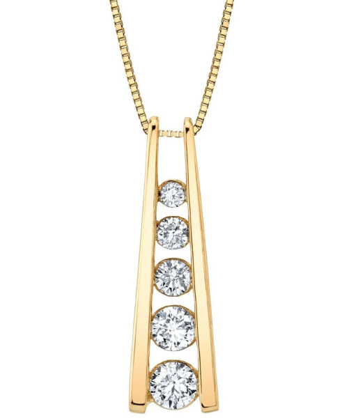 Diamond Graduated Ladder 18" Pendant Necklace (1/2 ct. t.w.) in 14k Gold