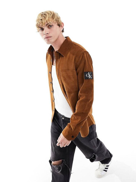 Calvin Klein Jeans regular fit corduroy shirt in brown