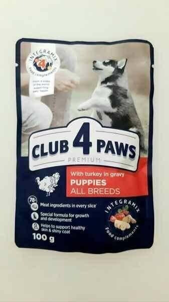 Club 4 Paws CLUB4Ł PIES sasz.100g PUPPY INDYK w sosie