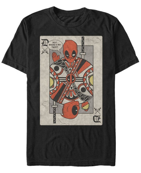 Marvel Men's Comic Collection Deadpool Playing Card Tacos Short Sleeve T-Shirt