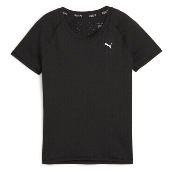 Puma Run Cloudspun Logo Crew Neck Short Sleeve Athletic T-Shirt Womens Black Cas