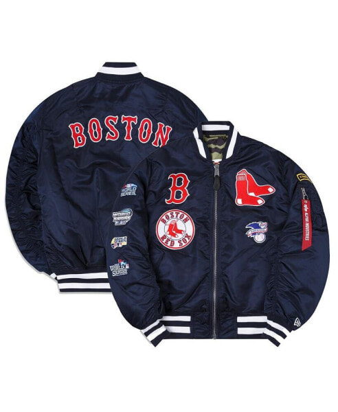 Men's x Alpha Industries Navy, Camo Boston Red Sox Reversible Full-Zip Bomber Jacket