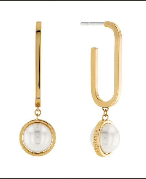 Imitation Pearl Drop Paperclip Earrings