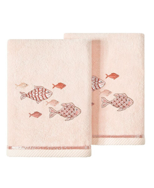 Textiles Turkish Cotton Figi Embellished Bath Towel Set, 2 Piece