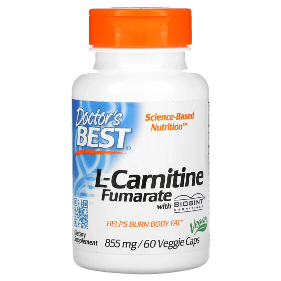 Аминокислоты Doctor's Best L-Carnitine Fumarate with Biosint Carnitine 855 мг, 60 Вегетарианских капсул