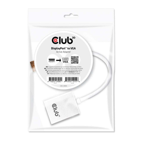 Club 3D Displayport to VGA Active Adapter - DisplayPort - VGA - Black