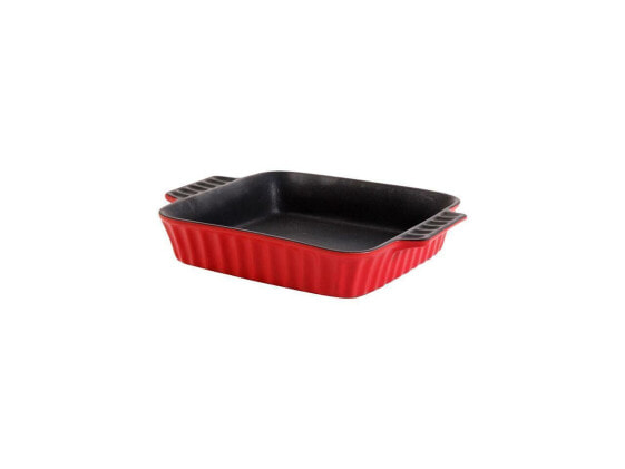 Crock Pot Denhoff 8" Ribbed Casserole - Square - Red - Flame Proof - Stoneware -