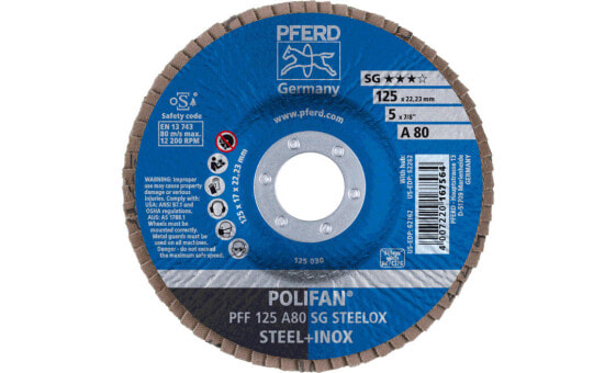 PFERD PFF 125 A 80 SG STEELOX - Metal - 12200 RPM - 12.5 cm - 10 pc(s)