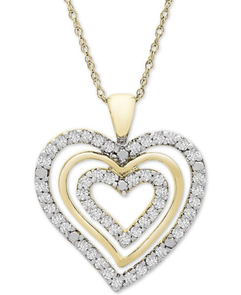 Diamond Multi-Heart 18" Pendant Necklace (1/2 ct. t.w.) in 10k Gold