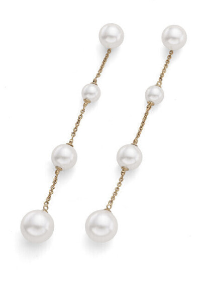 Oceanides 23080G long gold-plated pearl earrings