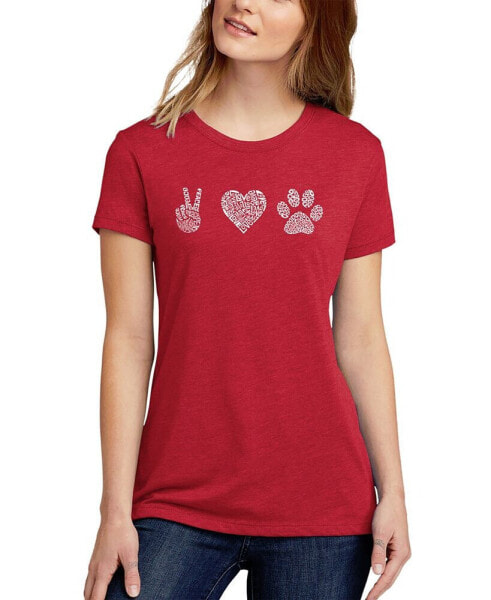 Women's Premium Blend Peace Love Dogs Word Art T-shirt