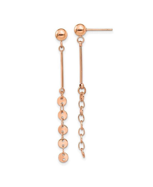 Stainless Steel Polished Rose IP-plated Dangle Earrings