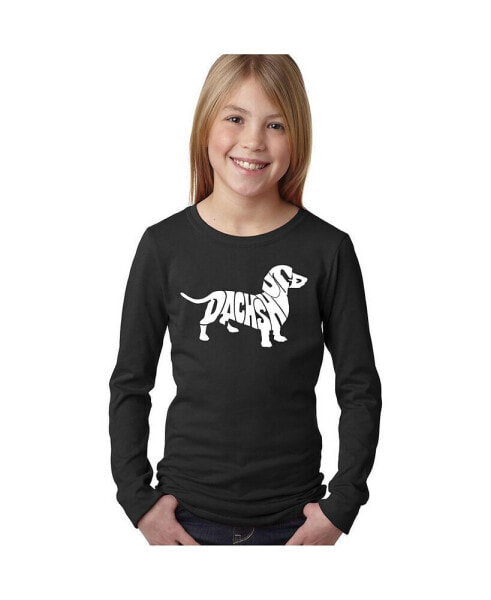 Big Girl's Word Art Long Sleeve T-Shirt - Dachshund