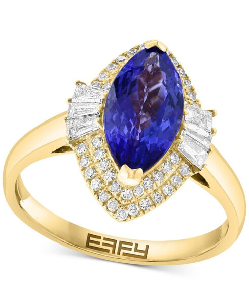 EFFY® Tanzanite (1-3/4 ct. t.w.) & Diamond (1/3 ct. t.w.) Marquise Halo Ring in 14k Gold