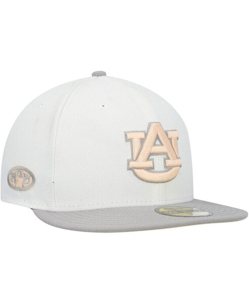 Бейсболка мужская New Era Auburn Tigers бело-серая 59FIFTY с нейтральным абрикосовым оттенком