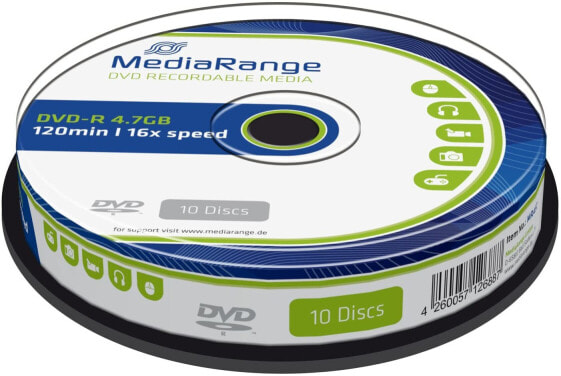 MEDIARANGE MR418 Slim Case Spindle DVD-R 4,7GB 16x Speed, 5