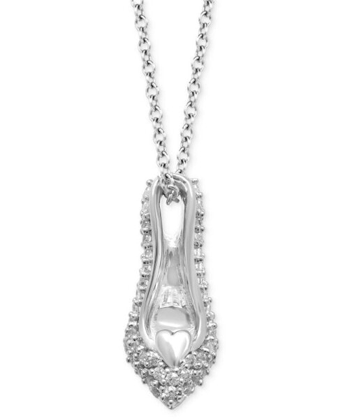 Diamond Cinderella Slipper Pendant Necklace (1/5 ct. t.w.) in Sterling Silver, 16" + 2" extender