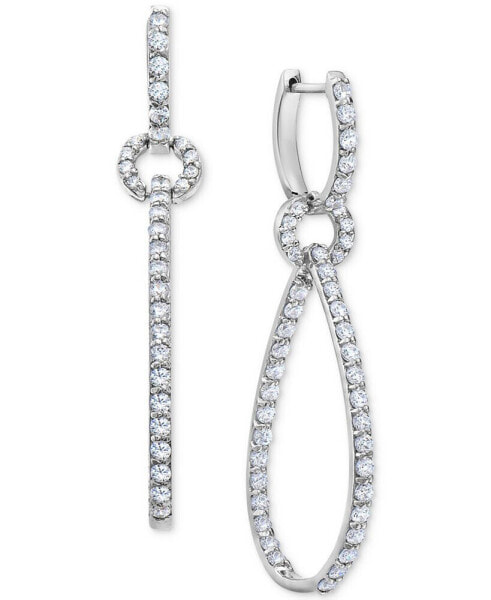 Diamond Elongated Loop In & Out Drop Earrings (2 ct. t.w.) in 14k White Gold