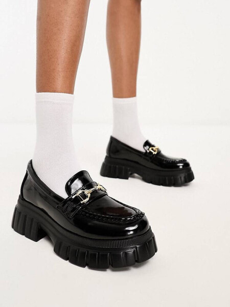 ASOS DESIGN Magnus chunky loafers in black patent