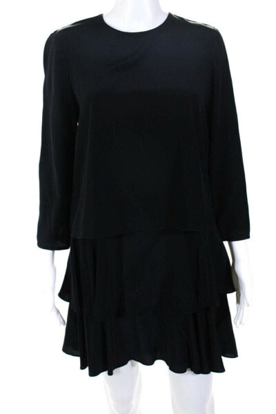 Grey Jason Wu 252525 Women's Long Sleeve Ruffle Dress Black Size 4