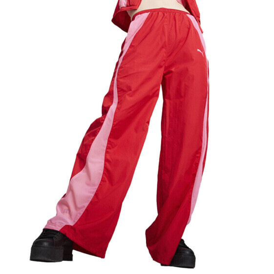 Puma Dare To Woven Parachute High Waisted Pants Womens Red Casual Athletic Botto