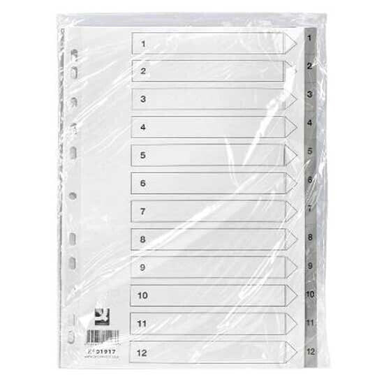 Папка карточная Q-CONNECT Plastic numerical separator 1-12 набор из 12 DIN A4 с многоотверстиями