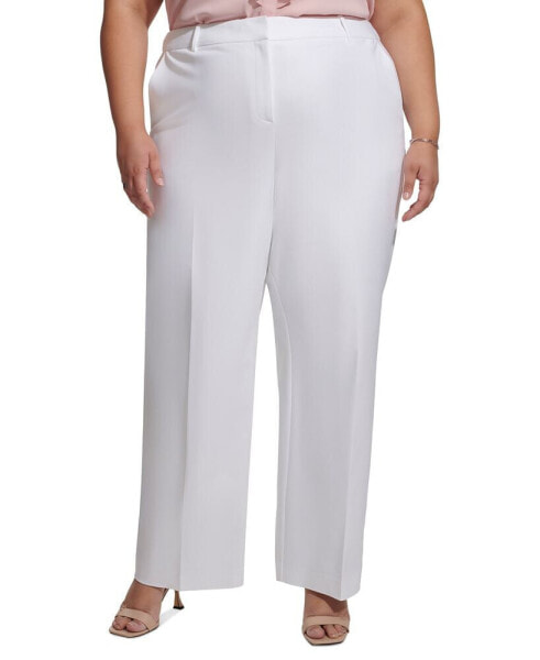 Plus Size Mid-Rise Belted Wide-Leg Pants