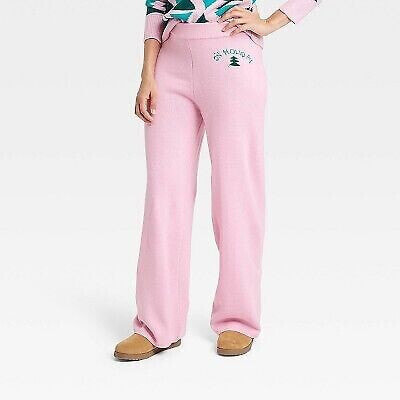 Women's On Holiday Graphic Sweater Pants - Pink L