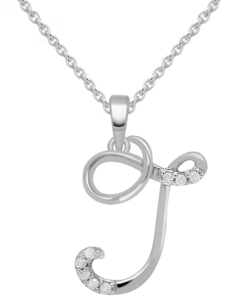 Macy's diamond Fancy Initial 18" Pendant Necklace (1/10 ct. t.w.) in Sterling Silver