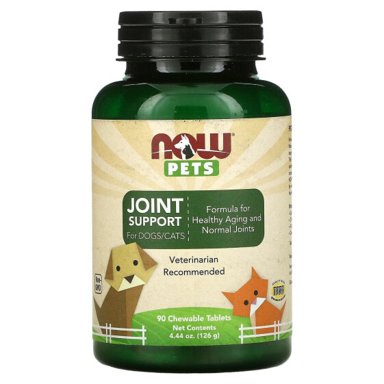 Витамины и добавки NOW Joint Support для собак и кошек, 90 жевательных таблеток, 130,5 г