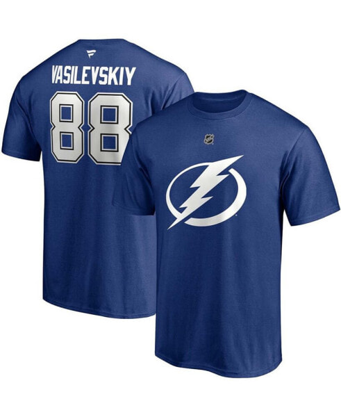 Men's Andrei Vasilevskiy Blue Tampa Bay Lightning Authentic Stack Name and Number T-shirt