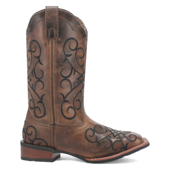 Laredo Margo Embroidered Square Toe Cowboy Womens Brown Casual Boots 5620